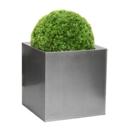 Primrose Zinc Galvanised Silver Cube Planter Pot 60Cm - thumbnail 1
