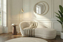 my furniture Selini Chaise Longue - Light Taupe Chenille, Mid-Century American-Inspired Sculptural Design. - thumbnail 2