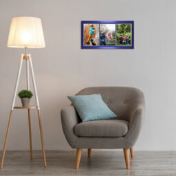 AK Frames 16X8 Oak Sleek Multi Photo Frame With Blue Mount - Holds 3 Apertures (3X) 7X5 Photos - thumbnail 3