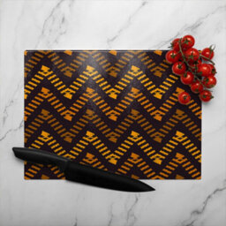 Benjamin Tate Design Freehand Horizontal Zigzag Chevron Stripes Boho Chic Glass Chopping Board - thumbnail 3