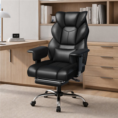Yaheetech Pu Leather Big And Tall Executive Office Chair With Footrest, Black - image 1