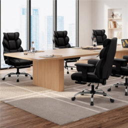 Yaheetech Pu Leather Big And Tall Executive Office Chair With Footrest, Black - thumbnail 9
