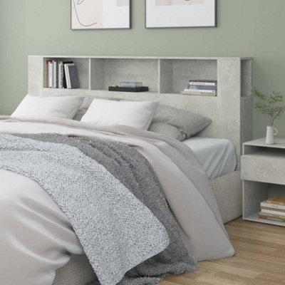 Berkfield Headboard Cabinet Concrete Grey 200X18.5X104.5 Cm - image 1