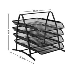 Living And Home 4 Tier Metal Mesh Office File Holder Document Tray Rack Desk Organizer - thumbnail 6