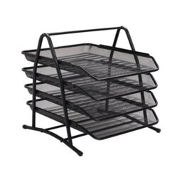 Living And Home 4 Tier Metal Mesh Office File Holder Document Tray Rack Desk Organizer - thumbnail 3
