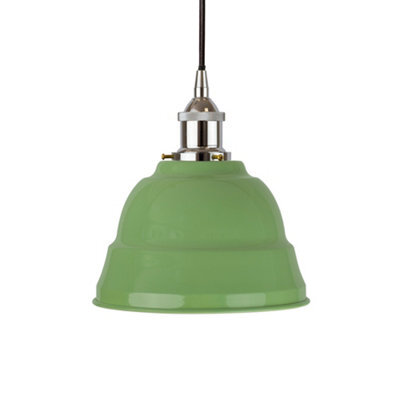 Mint Green Lincoln Painted Dome Pendant Light With Nickel Lamp Holder And Black Round Cable - Se Home - image 1