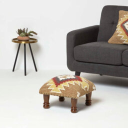 Homescapes Jaipur Handwoven Kilim Footstool 40 X 40 Cm - thumbnail 2