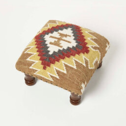Homescapes Jaipur Handwoven Kilim Footstool 40 X 40 Cm - thumbnail 5