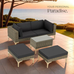 Tectake Rattan Lounge Set With Aluminum Frame, Bellaria  - Nature - thumbnail 8