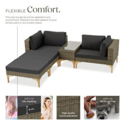 Tectake Rattan Lounge Set With Aluminum Frame, Bellaria  - Nature - thumbnail 3