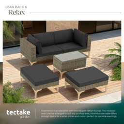 Tectake Rattan Lounge Set With Aluminum Frame, Bellaria  - Nature - thumbnail 4