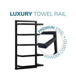 House Of Home Towel Holder Rail 5 Tier Bathroom Storage Rack Wall Mounted Quality Black Finish - thumbnail 3