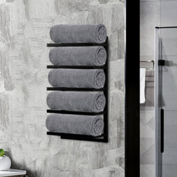 House Of Home Towel Holder Rail 5 Tier Bathroom Storage Rack Wall Mounted Quality Black Finish