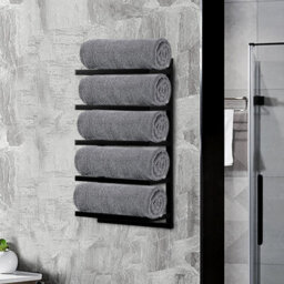 House Of Home Towel Holder Rail 5 Tier Bathroom Storage Rack Wall Mounted Quality Black Finish - thumbnail 7