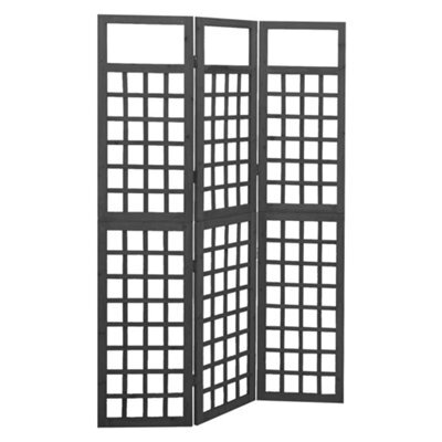 Berkfield 3-Panel Room Divider/trellis Solid Fir Wood Black 121X180 Cm - image 1