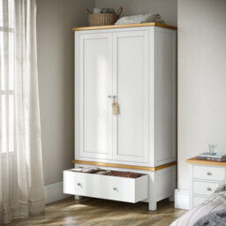 Farro Xl White Double Wardrobe With Drawer - By Roseland Furniture - thumbnail 2