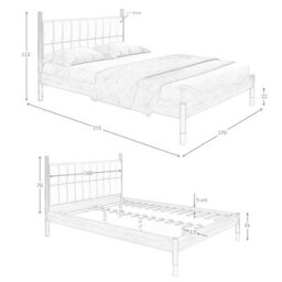 Angel Cerda Stylish Dark Grey Leatherette Bed With Walnut Finish - thumbnail 7