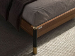 Angel Cerda Stylish Dark Grey Leatherette Bed With Walnut Finish - thumbnail 4