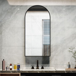 Keepreaper Sleek Arched Bathroom Mirror Cabinet Black Metal Framed Wall Mounted 40 X 80 Cm Bathroom Cabinet - thumbnail 3