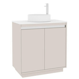Royal Bathrooms Orion 800mm Warm Taupe Floor Standing Plain White Countertop Vanity Unit 2 Door With Art Basin & Chrome Accent Trim - thumbnail 6