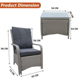 Furniture One Rattan Bistro Set Furniture Nature 3 Pcs Patio Weave Companion Chair Table Set 2 Seater Free Cover - thumbnail 2
