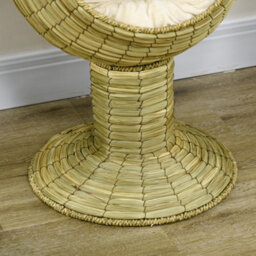 Pawhut Raised Cat House, Natural Mat Grass Cat Bed Stand Cushion, 41X 69 Cm - thumbnail 9