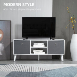 Wyld Haus Nirona 110Cm White And Grey Tv Cabinet With Removable Fabric Drawers, Fits Up To 50-Inch Screens - thumbnail 4