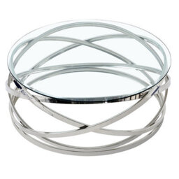 Furniture in Fashion Enrico Round Clear Glass Coffee Table With Silver Base - thumbnail 4