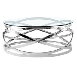 Furniture in Fashion Enrico Round Clear Glass Coffee Table With Silver Base - thumbnail 3