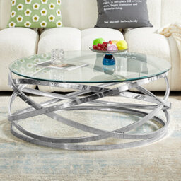 Furniture in Fashion Enrico Round Clear Glass Coffee Table With Silver Base