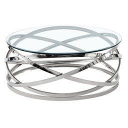 Furniture in Fashion Enrico Round Clear Glass Coffee Table With Silver Base - thumbnail 2