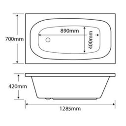 Plum&clay Martell Standard Acrylic Space Saver Bath (L)1285mm (W)700mm - thumbnail 2