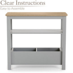 Christow Slim Console Table Oak-Effect Top Shelf & Storage Grey H60Cm X W65Cm X D28Cm - thumbnail 4