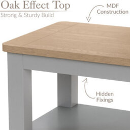 Christow Slim Console Table Oak-Effect Top Shelf & Storage Grey H60Cm X W65Cm X D28Cm - thumbnail 5