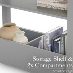 Christow Slim Console Table Oak-Effect Top Shelf & Storage Grey H60Cm X W65Cm X D28Cm - thumbnail 3