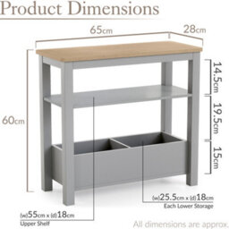 Christow Slim Console Table Oak-Effect Top Shelf & Storage Grey H60Cm X W65Cm X D28Cm - thumbnail 6