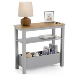 Christow Slim Console Table Oak-Effect Top Shelf & Storage Grey H60Cm X W65Cm X D28Cm - thumbnail 1
