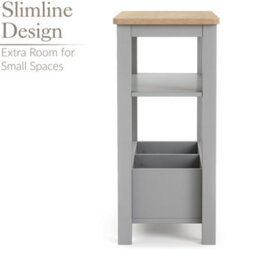 Christow Slim Console Table Oak-Effect Top Shelf & Storage Grey H60Cm X W65Cm X D28Cm - thumbnail 2