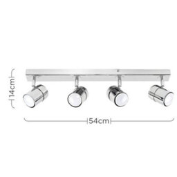 Valuelights Rosie Modern 4 Way Straight Bar Ceiling Spotlight Fitting Polished Chrome Finish - thumbnail 8