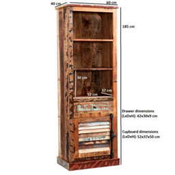 Buttercup Farm Coastal Narrow Bookcase - Wood - L40 X W60 X H185 Cm - thumbnail 6