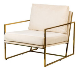 Nordlys Metal And Beige Velvet Lounge Chair Vintage Style Living Room - thumbnail 2