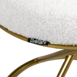 Wyld and Coco Luxenest Round Footstool In Off-White Boucle With Gold-Tone Metal Legs - W35 X D35 X H45Cm - thumbnail 7