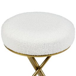 Wyld and Coco Luxenest Round Footstool In Off-White Boucle With Gold-Tone Metal Legs - W35 X D35 X H45Cm - thumbnail 5