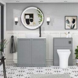 Royal Bathrooms Royal Bathroom Elmore 800mm Matt Pebble Grey Freestanding Countertop Bathroom Vanity Unit 2 Door With Milan Basin - thumbnail 5