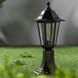 CGC Lighting Cgc Black Outdoor Pedestal Short Post Lantern Traditional Vintage Light Garden Patio Door Lamp Ip44 Weatherproof Polycarbonate - thumbnail 3