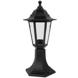 CGC Lighting Cgc Black Outdoor Pedestal Short Post Lantern Traditional Vintage Light Garden Patio Door Lamp Ip44 Weatherproof Polycarbonate - thumbnail 2