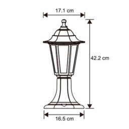 CGC Lighting Cgc Black Outdoor Pedestal Short Post Lantern Traditional Vintage Light Garden Patio Door Lamp Ip44 Weatherproof Polycarbonate - thumbnail 8