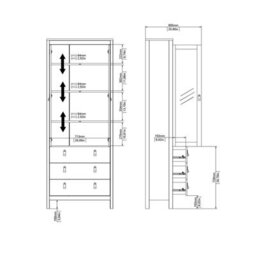 Wyld Haus Wildberry Natural Oak Wood Glass China Cabinet 2 Doors 3 Drawers - thumbnail 8
