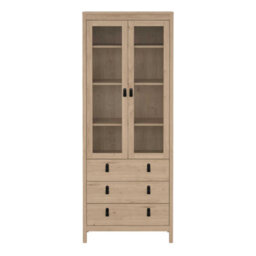 Wyld Haus Wildberry Natural Oak Wood Glass China Cabinet 2 Doors 3 Drawers - thumbnail 3