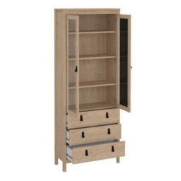 Wyld Haus Wildberry Natural Oak Wood Glass China Cabinet 2 Doors 3 Drawers - thumbnail 6